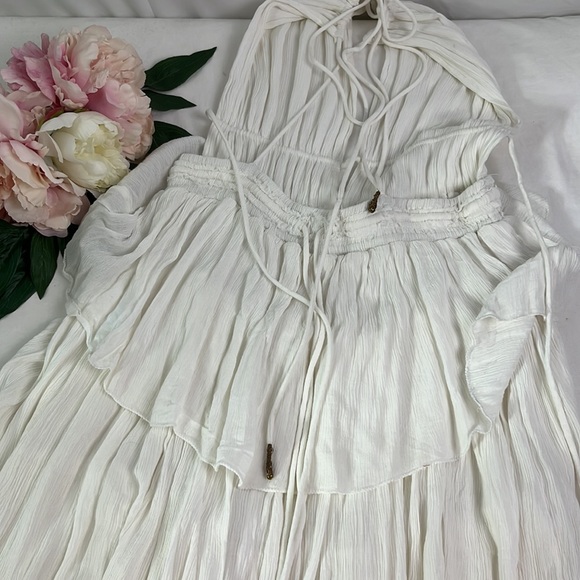 Free People Drop Dead Beauty Maxi Dress White Tiered Boho Lightweight Size M - Picture 6 of 8